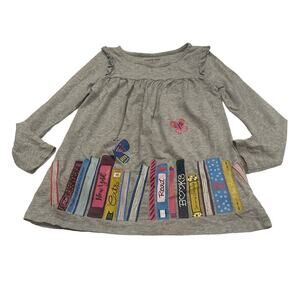 Lands End Book Top sz S (4) Long Sleeve Swing Shirt Book Theme